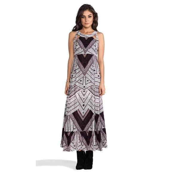 Free People You Made My Day Maxi Dress 6 Multicolor Sleeveless Tiered Bohemian - Picture 2 of 12